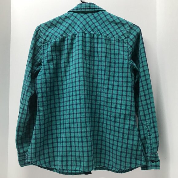 Eddie Bauer Green & Blue Windowpane Button Down Flannel Shirt - Picture 3 of 11
